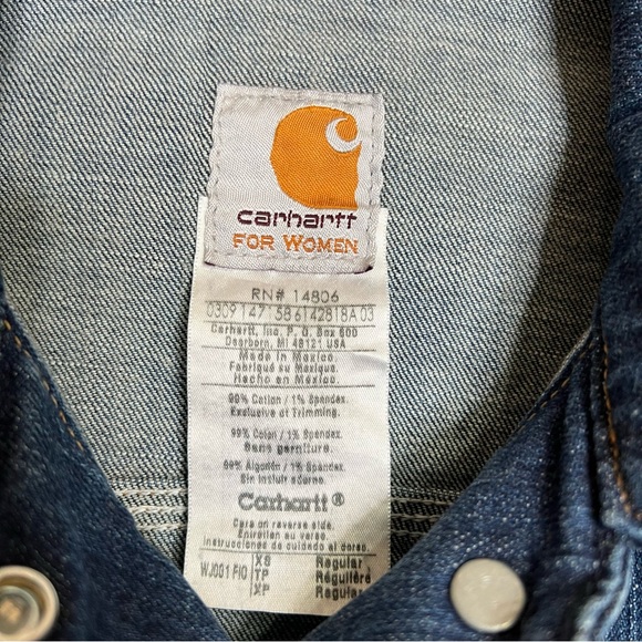 Carhartt Women Denim Trucker Jacket XS Blue Snap Front Classic Staple Heritage - Picture 7 of 9